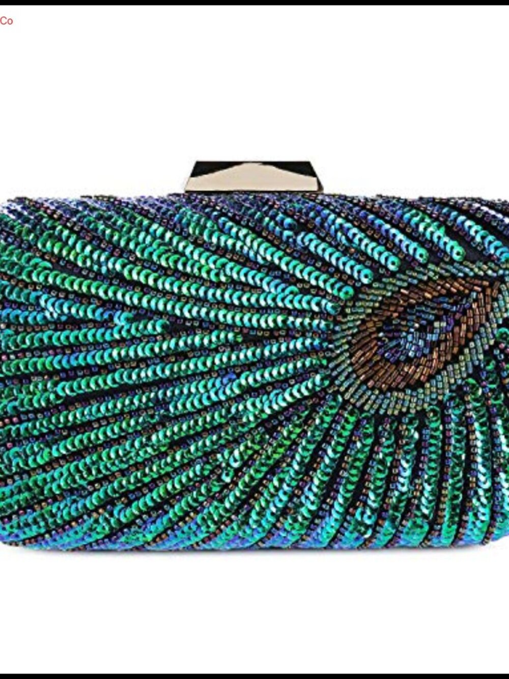 Beaded Sequin Peacock Evening Clutch Vintage Chain Party Purse